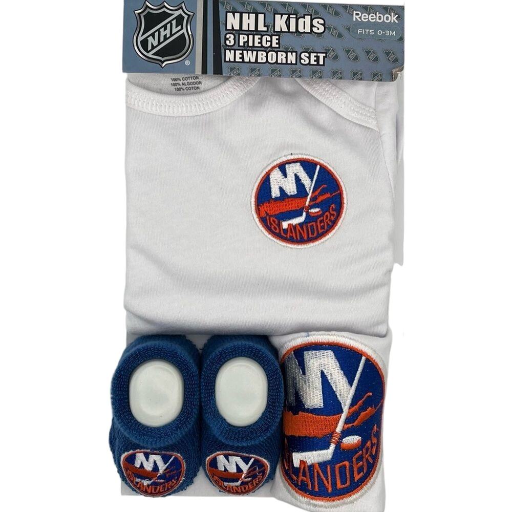 Reebok Baby New York Islanders Three-Piece Bodysuit Bib & Booties Set Newborn